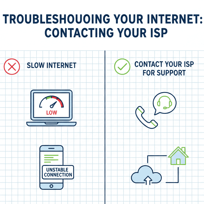 User is contacting the internet service provider for slow WiFi issue troubleshooting