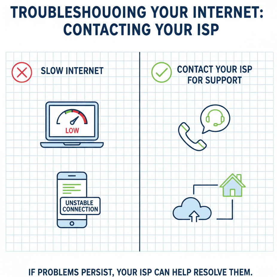 User contacting internet service provider for slow WiFi issue